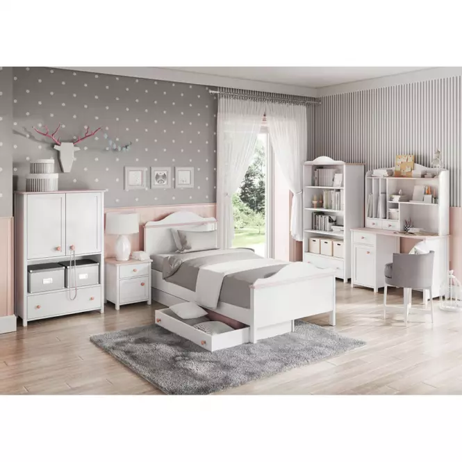 Ágy matraccal  Luna LN-08 fehér/rózsaszín,6