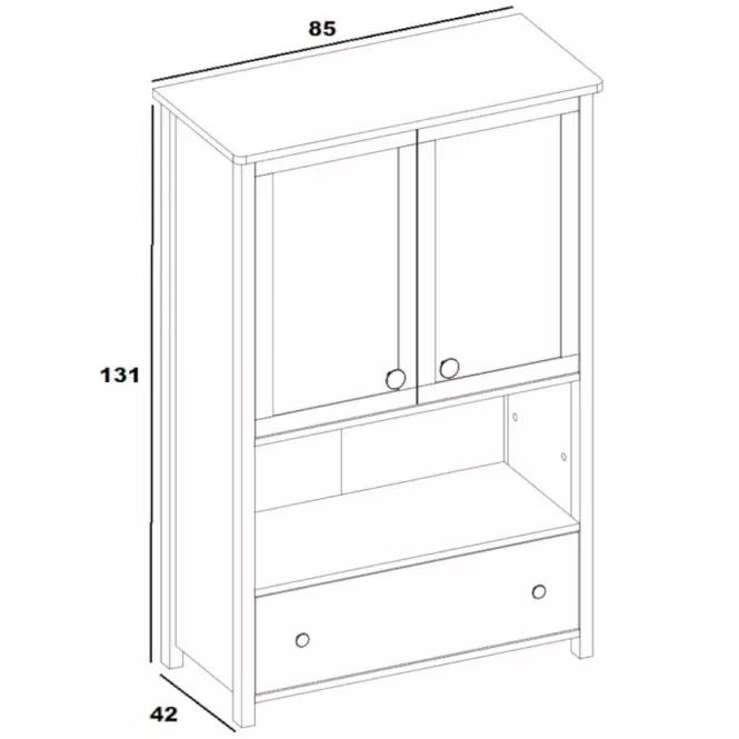 Komód 2D1S Luna LN-11 fehér/rózsaszín