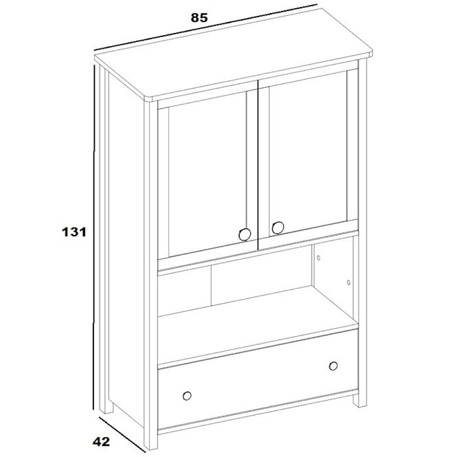 Komód 2D1S Luna LN-11 fehér/rózsaszín