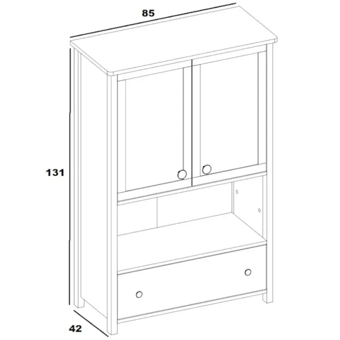 Komód 2D1S Luna LN-11 fehér/rózsaszín,2