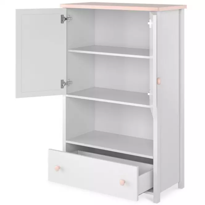 Komód 2D1S Luna LN-11 fehér/rózsaszín