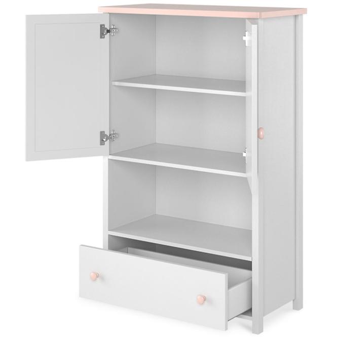 Komód 2D1S Luna LN-11 fehér/rózsaszín
