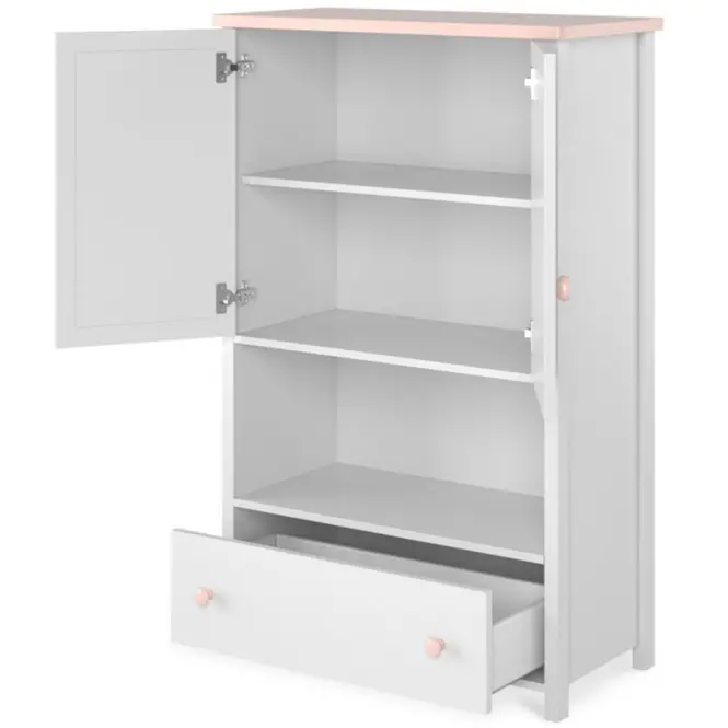 Komód 2D1S Luna LN-11 fehér/rózsaszín,3