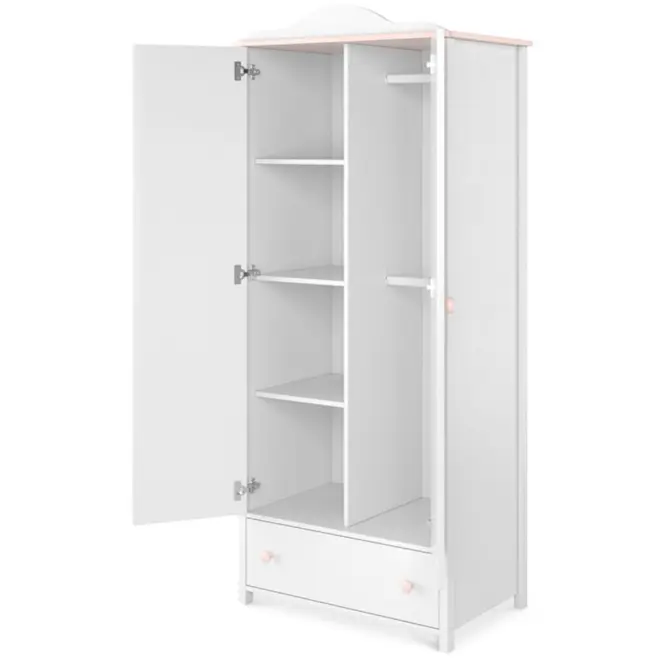 Szekrény 2D Luna LN-12 fehér/rózsaszín