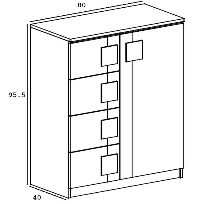 Komód Gumi G3 Brilantná biela/Antracit