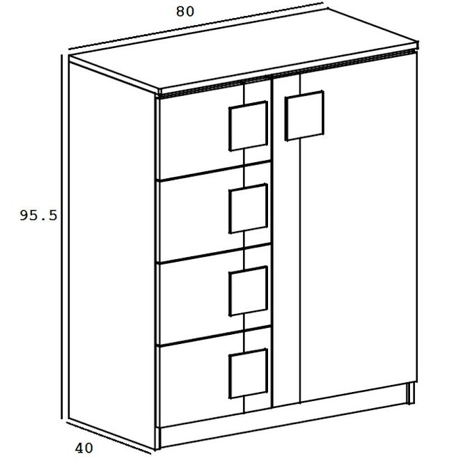 Komód Gumi G3 Brilantná biela/Antracyt