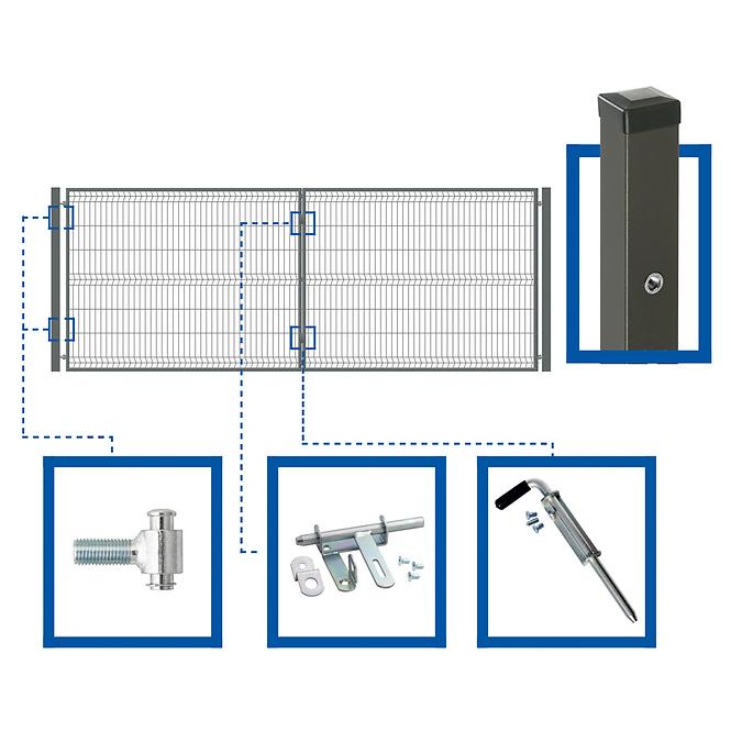 Kétoldalas kapu készlet 4 x 1,5 m WGBRA-T000298