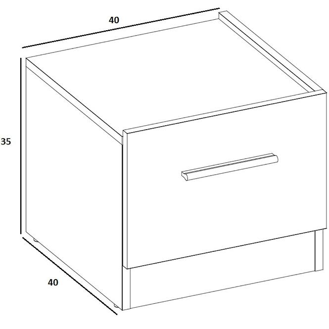 Jobb Éjjeliszekrény DT-03P fehér/tölgy styrling,3