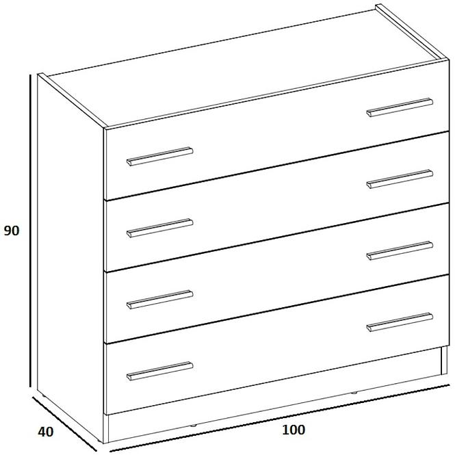 Komód Dentro DT-04 fehér/tölgy styrling
