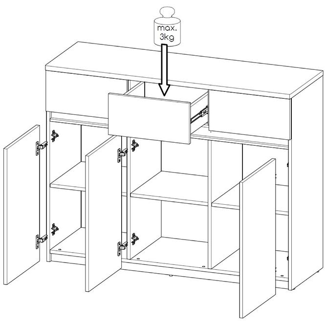 Komód Arca 3D AR6 Fehér,3