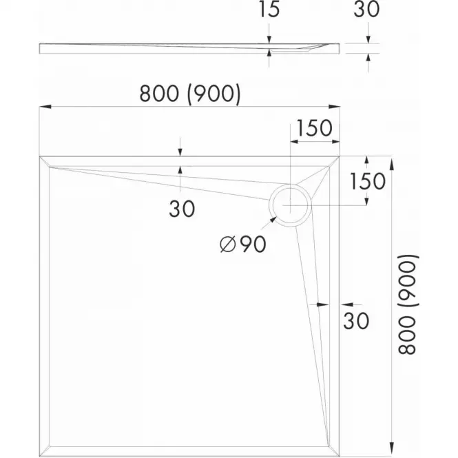 Zuhanytálca AQM12461CST 90X90X3 fekete,3