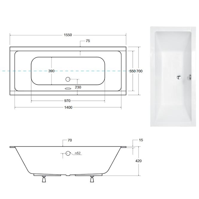 Kád Quadro Slim 155/70