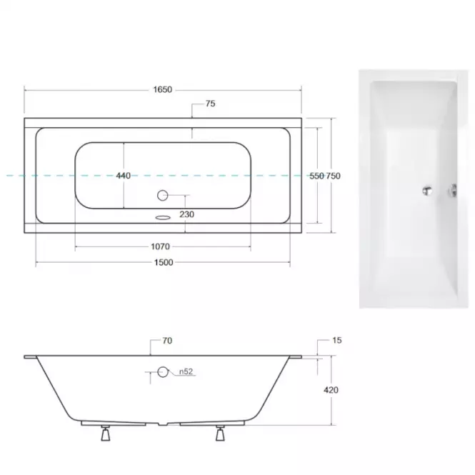 Kád Quadro Slim 165/75