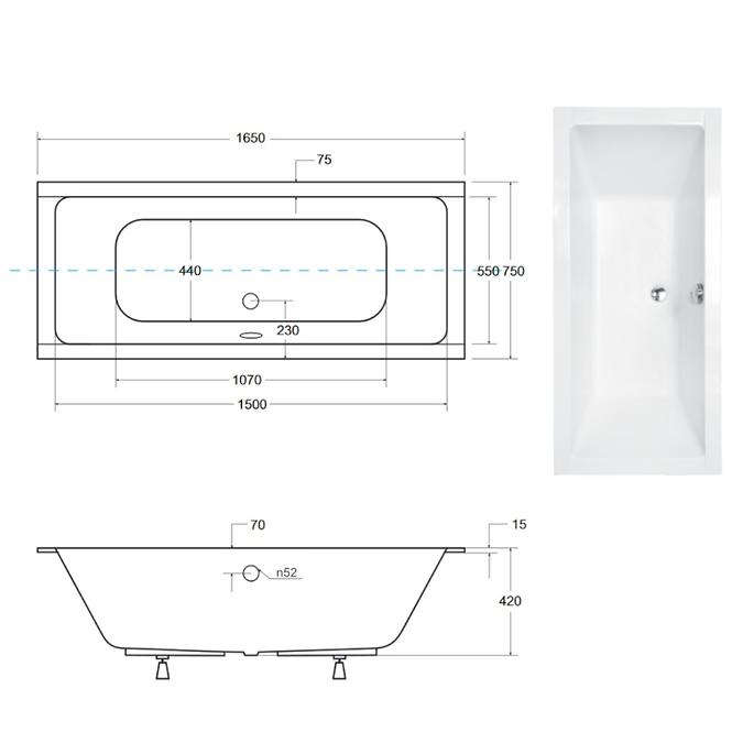 Kád Quadro Slim 165/75