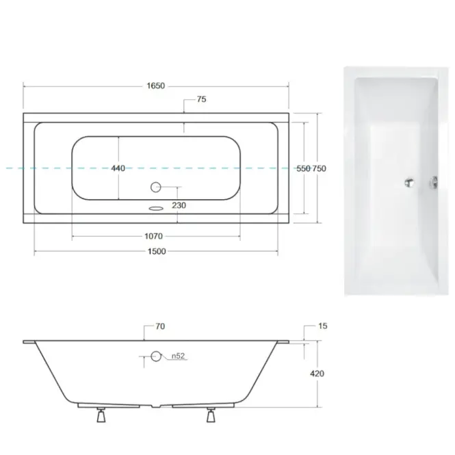 Kád Quadro Slim 165/75,2