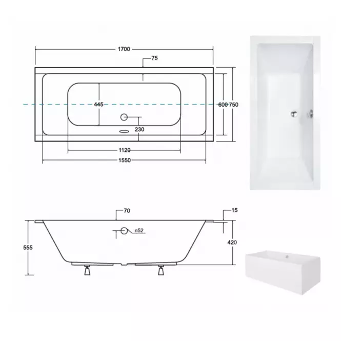 Kád Quadro Slim 170/75