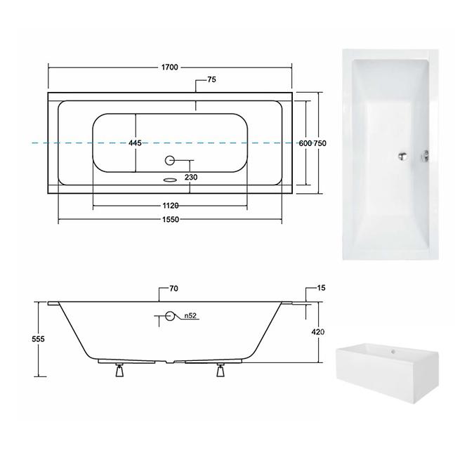 Kád Quadro Slim 170/75