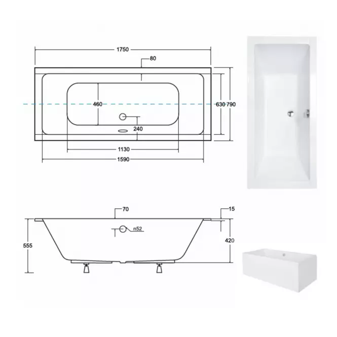 Kád Quadro Slim 175/80