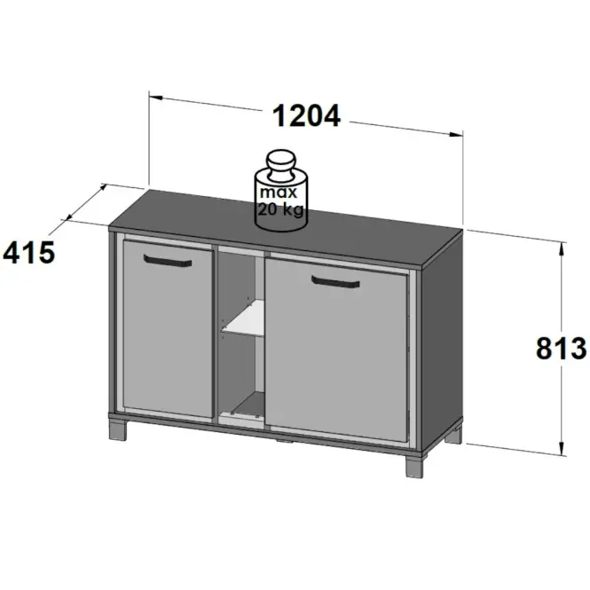 Komód L Trondheim 2D TDHK232L Tölgy Aristan,7
