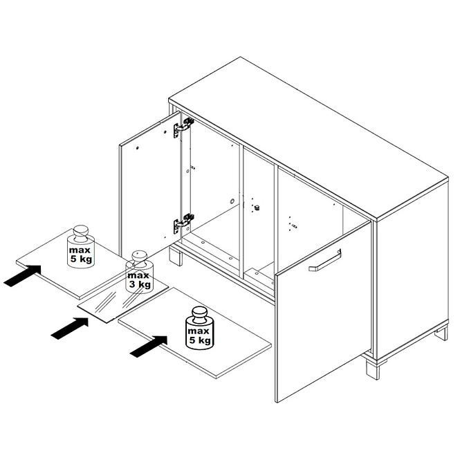 Komód L Trondheim 2D TDHK232L Tölgy Aristan,8