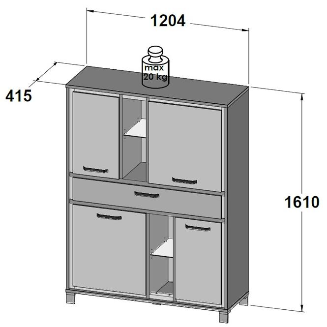 Komód Trondheim 4D1S TDHK634 Tölgy Artisan