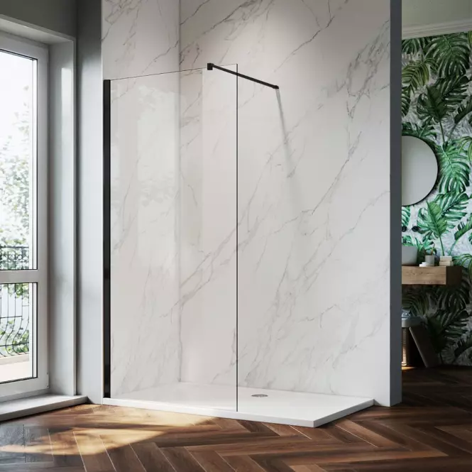 Zuhanyfal WALK-IN Fiord 120x195 fekete profil