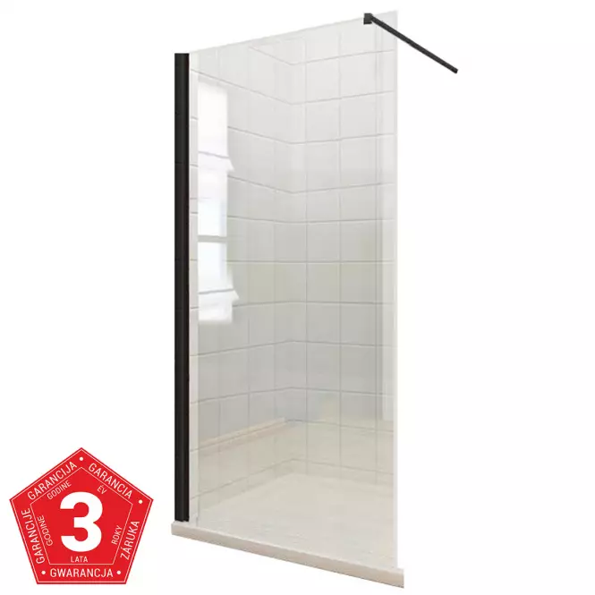 Zuhanyfal WALK-IN Fiord 120x195 fekete profil,3