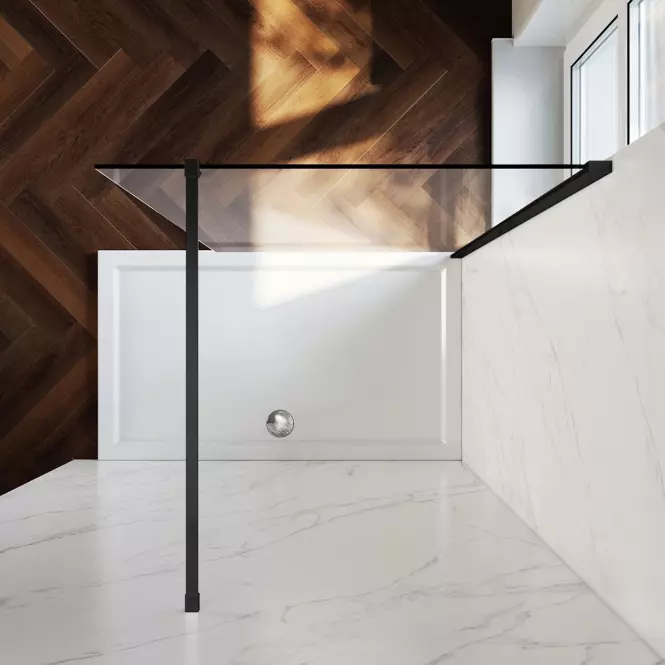 Zuhanyfal WALK-IN Fiord 120x195 fekete profil