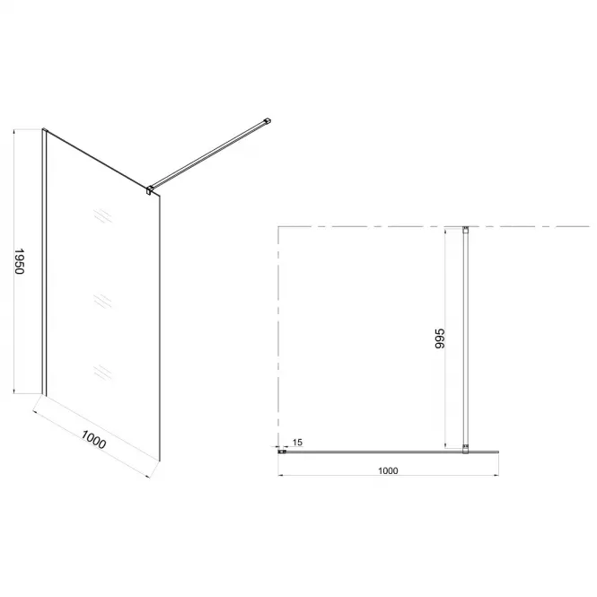 Zuhanyfal WALK-IN Soft 100x195 króm profil
