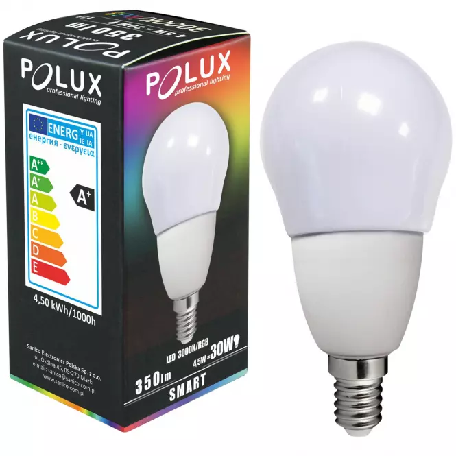 Izzó LED SMART G55 E14 RGB 4,5W 350LM,5