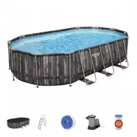Ovális medence kerettel 6,10x3,66x1,22m 5611r deszkaimitáció