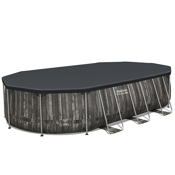 Ovális medence kerettel 6,10x3,66x1,22m 5611r deszkaimitáció,2