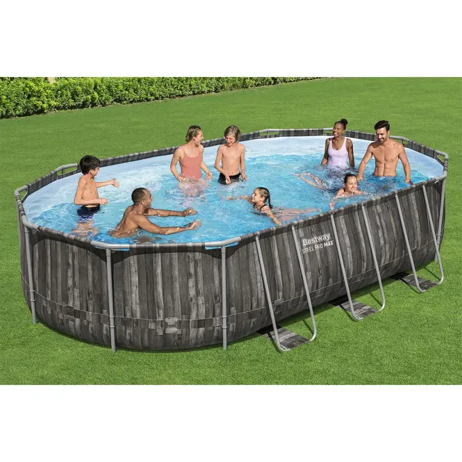 Ovális medence kerettel 6,10x3,66x1,22m 5611r deszkaimitáció,4