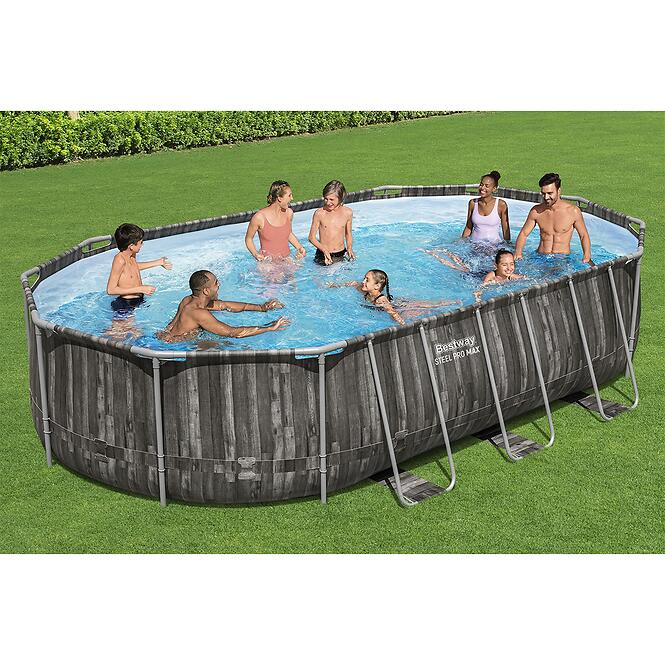 Ovális medence kerettel 6,10x3,66x1,22m 5611r deszkaimitáció,4