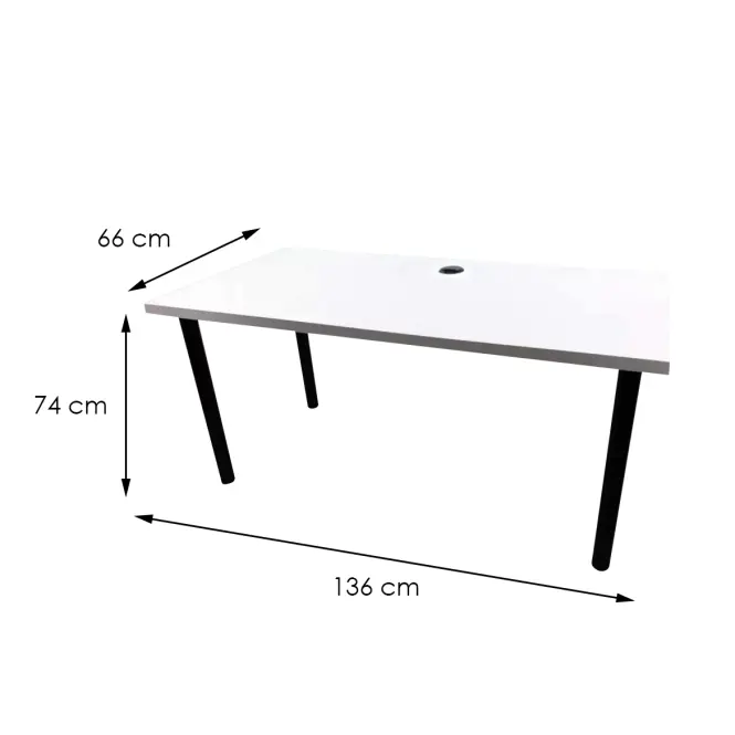 Asztal gamerek számára 136x66x28 Model 2 fehér Low,2