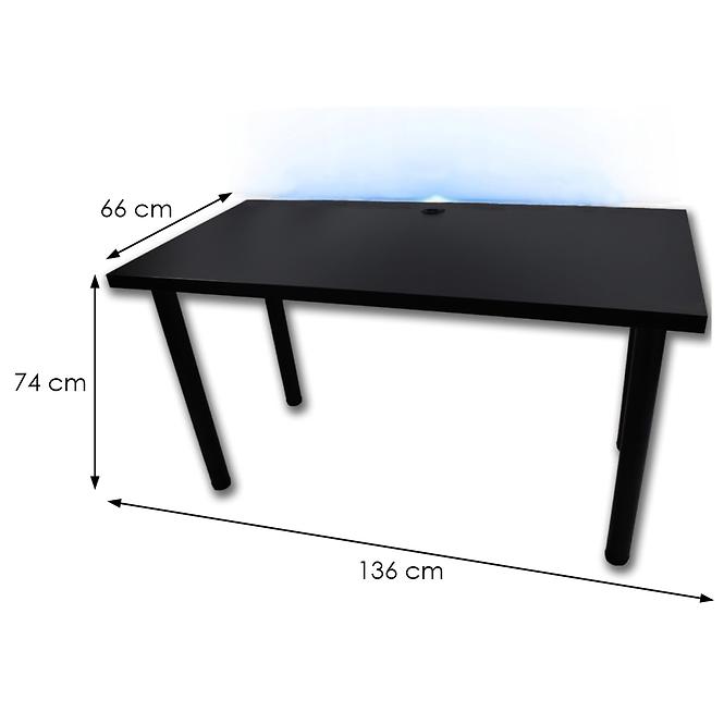 Asztal gamerek számára 136x66x28 Model 2 fekete Low