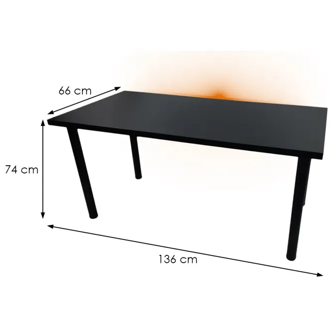 Asztal gamerek számára 136x66x28 Model 1 fekete Top,4
