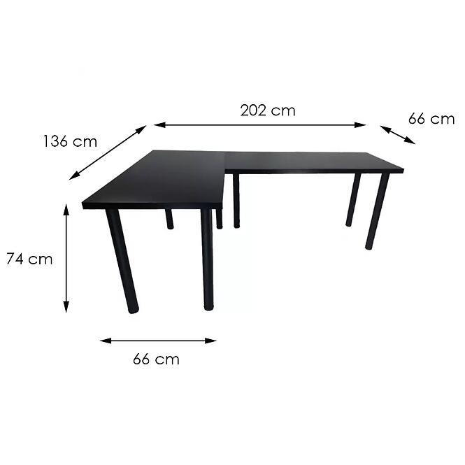 Asztal gamerek számára 2x 136x66x18 Model 0 fekete Low