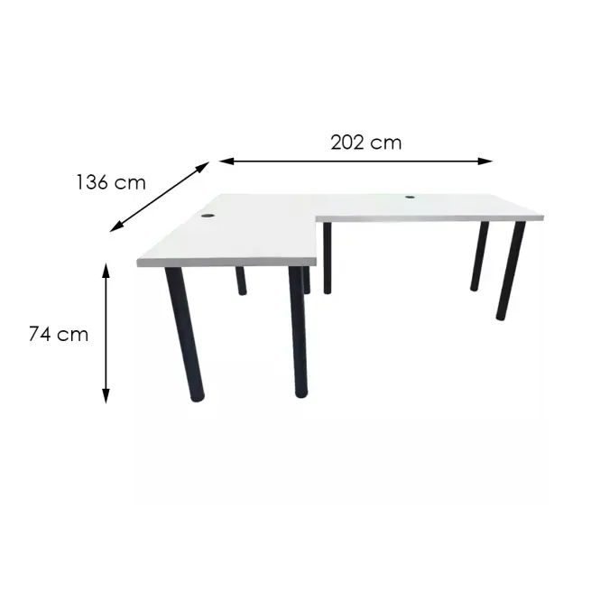 Asztal gamerek számára 136x66x28 Model 2 fehér Low,2