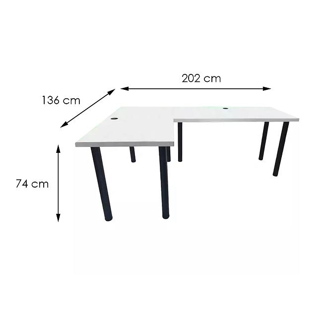 Asztal gamerek számára Narożne 136x66x28 Model 2 fehér Low