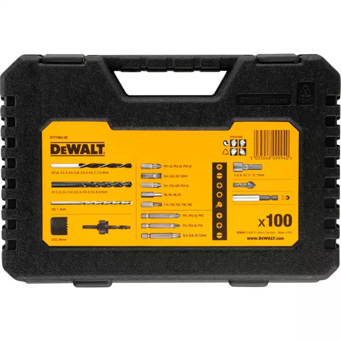 DeWALT Fúrók és fúrókészletek 100 darab,3