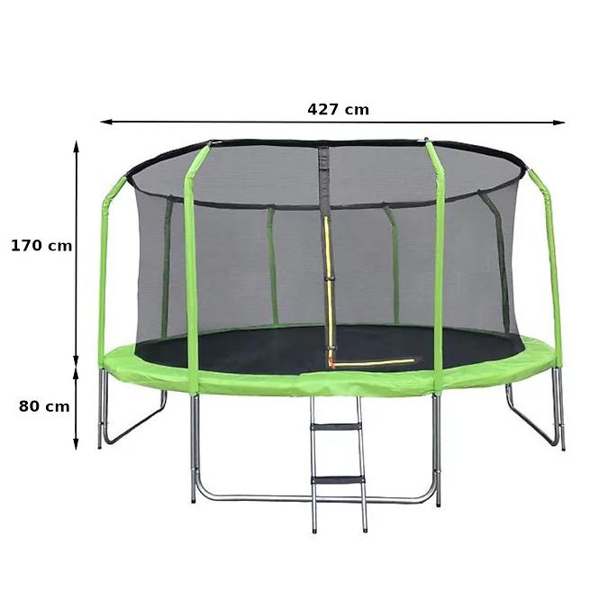 Kerti trambulin COMFORT étrával 427cm zöld