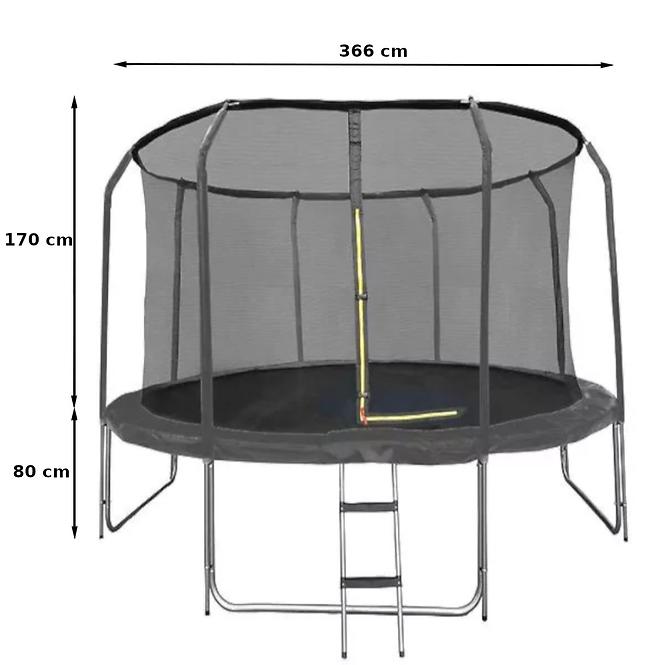 Kerti trambulin COMFORT létrával 366cm fekete