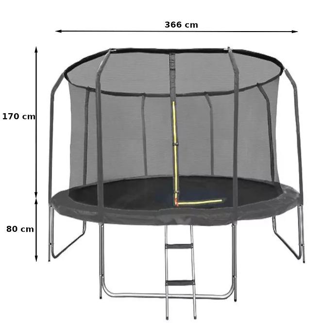 Kerti trambulin COMFORT létrával 366cm fekete,2