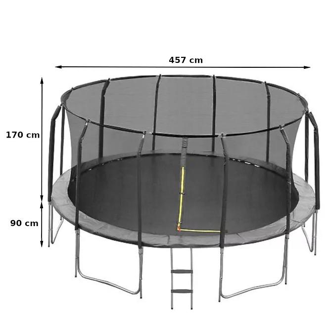 Kerti trambulin COMFORT létrával 457cm fekete