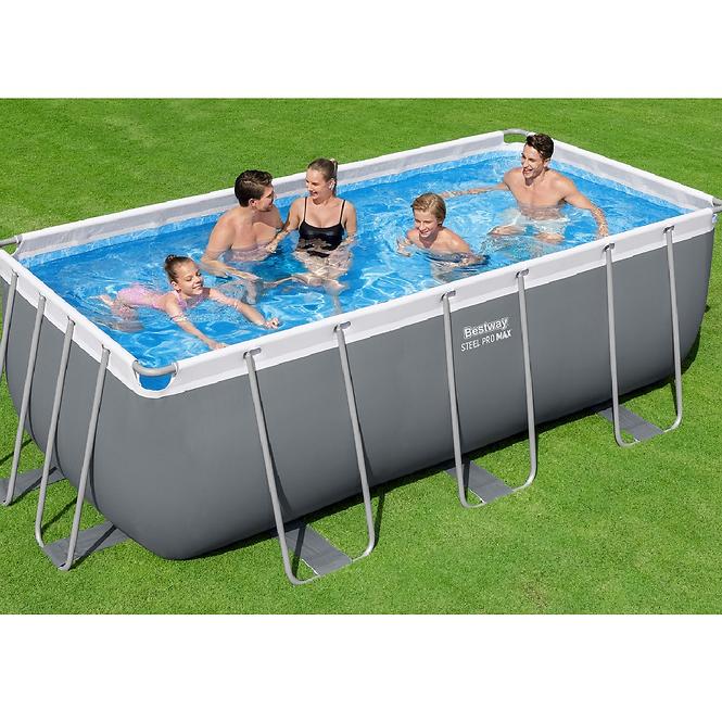 Szögletes fémvázas medence szivattyúval 4,12x2,01x1,22 m 56457