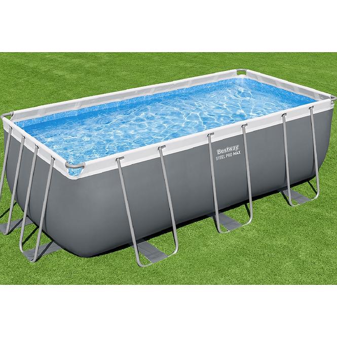 Szögletes fémvázas medence szivattyúval 4,12x2,01x1,22 m 56457