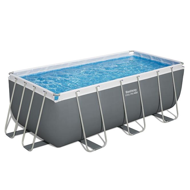 Szögletes fémvázas medence szivattyúval 4,12x2,01x1,22 m 56457,5