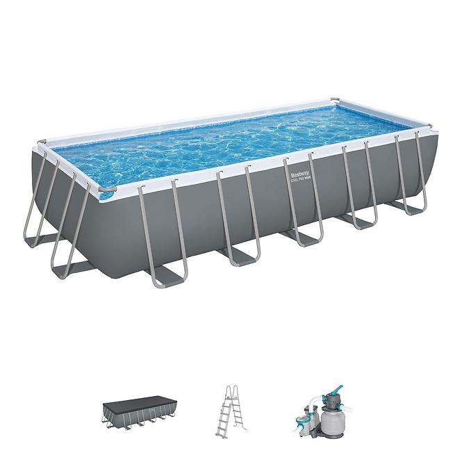 Szögletes medence kerettel és kiegészítőkkel 6.40x2.74x1.32m 5612b