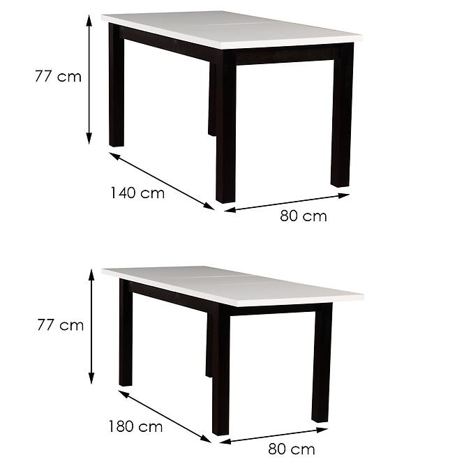 Asztal ST28 140X80+40 fehér/fekete